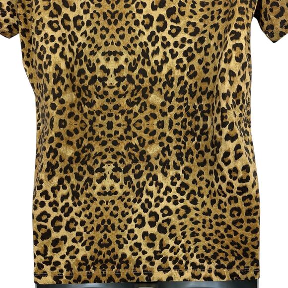 Fiorucci Graphic Tee Leopard Print Cherubs Angels T-Shirt Top Womens Size Medium - Picture 7 of 9